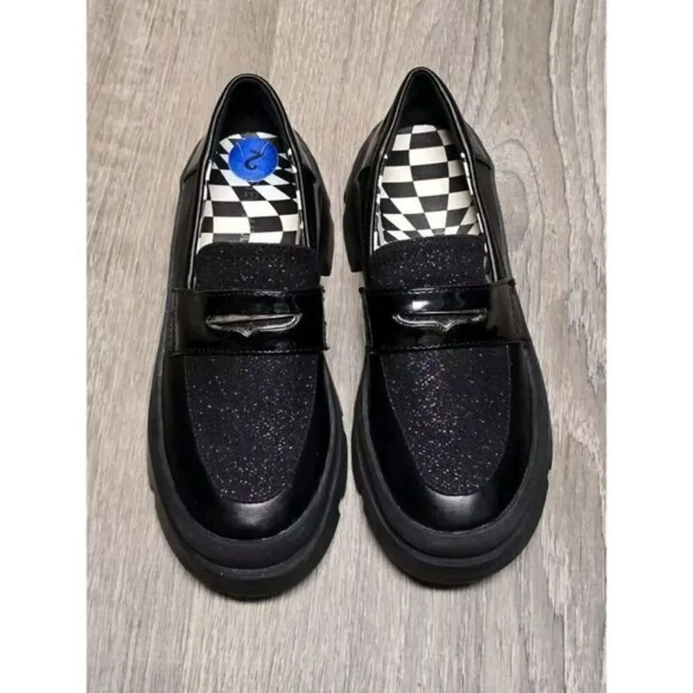Steve Madden Girls Black Glitter Loafers Size‎ 2M